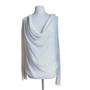 Lauren Hansen Linen Sweater Women's XL (Fit M Or L) White‎ Open Knit Cowl Neck